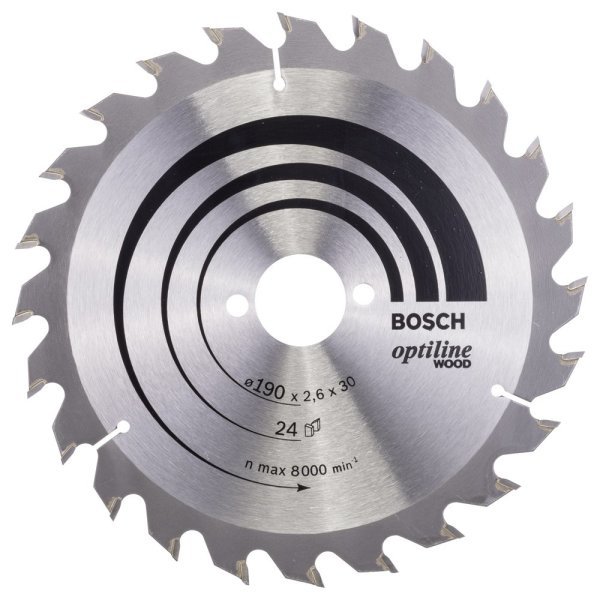 Bosch - Optiline Serisi Ahşap için Daire Testere Bıçağı 190*30 mm 24 Diş 2608640615