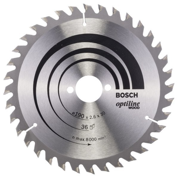 Bosch - Optiline Serisi Ahşap için Daire Testere Bıçağı 190*30 mm 36 Diş 2608640616