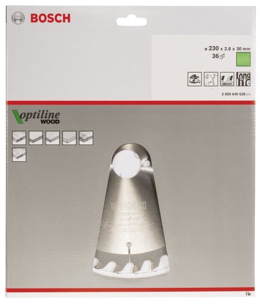 Bosch - Optiline Serisi Ahşap için Daire Testere Bıçağı 230*30 mm 36 Diş 2608640628