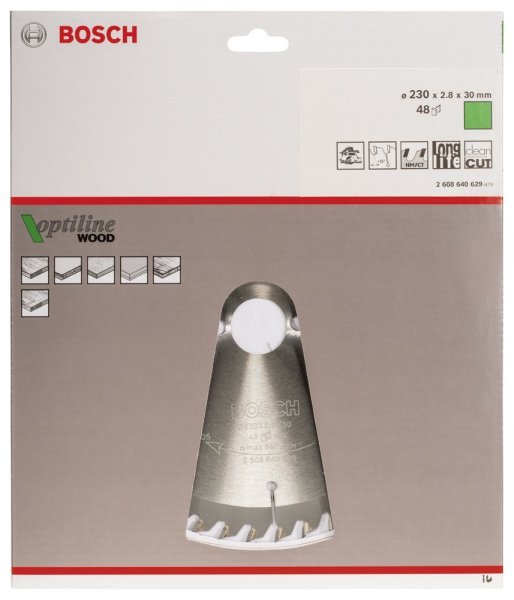 Bosch - Optiline Serisi Ahşap için Daire Testere Bıçağı 230*30 mm 48 Diş 2608640629
