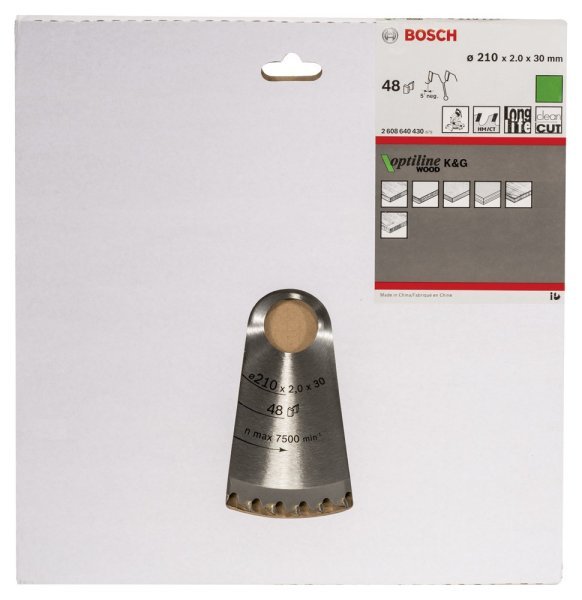 Bosch - Optiline Serisi Ahşap için Daire Testere Bıçağı 210*30 mm 48 Diş 2608640430