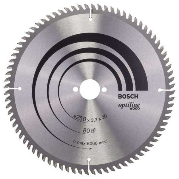 Bosch - Optiline Serisi Ahşap için Daire Testere Bıçağı 250*30 mm 80 Diş 2608640660