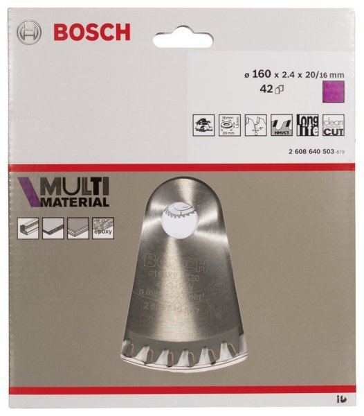 Bosch - Standard for Serisi Çoklu Malzeme için Daire Testere Bıçağı 160*20 16 mm 42 Diş 2608640503
