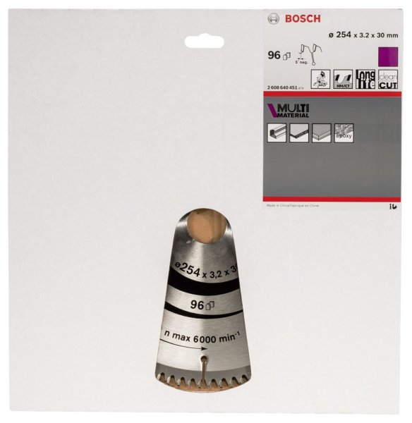 Bosch - Standard for Serisi Çoklu Malzeme için Daire Testere Bıçağı 254*30 mm 96 Diş 2608640451
