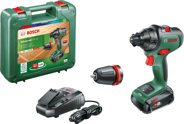 Bosch AdvancedDrill 18 Çift Akülü Delme Vidalama Makinesi 18V (2 x 2,5 Ah) + Şarj Cihazı AL 1830 CV