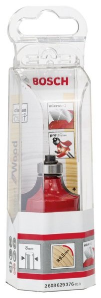 Bosch - Expert Serisi Ahşap İçin Çift Oluklu, Sert Metal Bilye Yataklı Yuvarlama Frezesi 8*9,5*60mm 2608629376