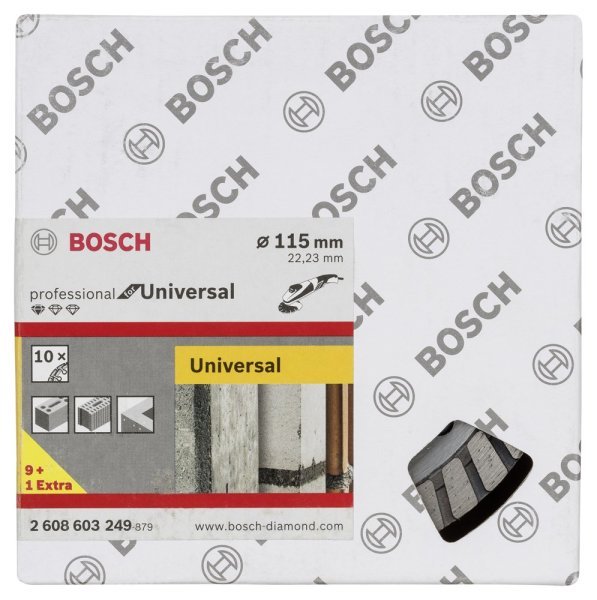 Bosch - Standard Seri Genel Yapı Malzemeleri İçin Turbo Segmanlı 9+1 Elmas Kesme Diski Set 115 mm 2608603249