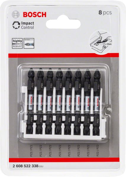Bosch - Impact Control Serisi Çift Taraflı Vidalama Ucu 8'li PZ2 *65mm 2608522338