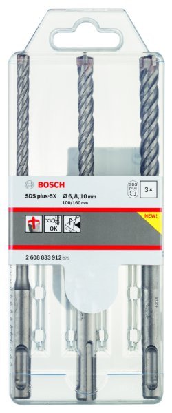 Bosch - SDS plus-5X Serisi Kırıcı Delici Matkap Ucu 3 Parça Set ( 6,8,10 x 160 mm) 2608833912