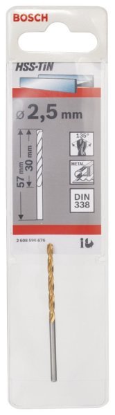 Bosch - HSS-TiN Metal Matkap Ucu 2,5*57 mm 2608596676