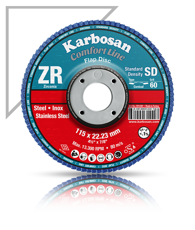 KARBOSAN/125x80KUM/PASLANMAZ ÇELİK (INOX) FLAP DİSK DÜZ