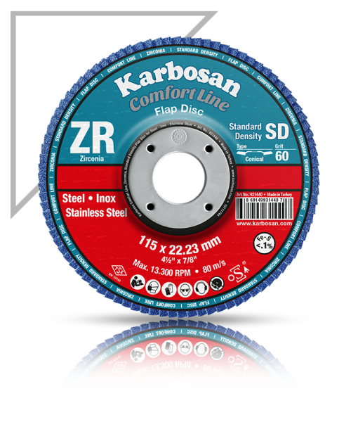 KARBOSAN/125x80KUM/PASLANMAZ ÇELİK (INOX) FLAP DİSK DÜZ