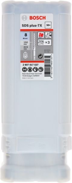 Bosch - SDS-Plus-7X Serisi Kırıcı Delici Matkap Ucu 8*165 mm 50'li 2607017537