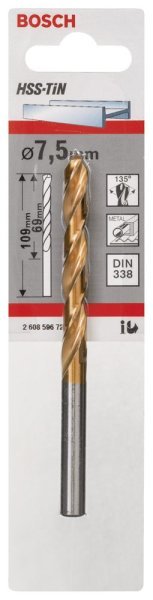 Bosch - HSS-TiN Metal Matkap Ucu 7,5*109 mm 2608596726