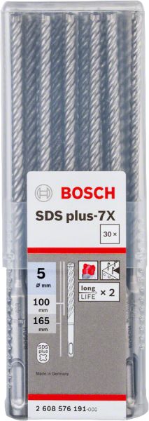 Bosch - SDS-Plus-7X Serisi Kırıcı Delici Matkap Ucu 5*165 mm 30'lu 2608576191