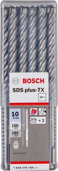 Bosch - SDS-Plus-7X Serisi Kırıcı Delici Matkap Ucu 10*165 mm 30'lu 2608576196