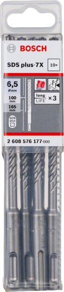 Bosch - SDS-Plus-7X Serisi Kırıcı Delici Matkap Ucu 6,5*165 mm 10'lu 2608576177