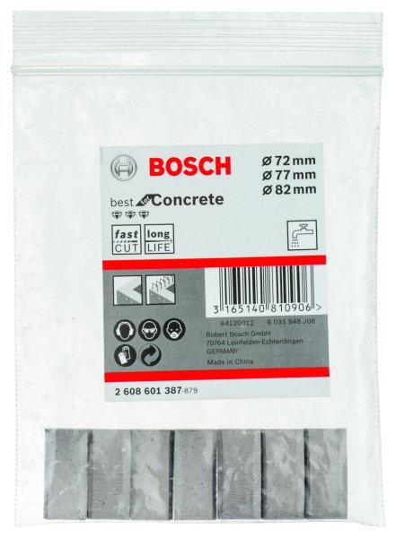 Bosch - Best Serisi Elmas Sulu Karot Uç Segman 72-77-82 mm İçin 7 Parça 2608601387