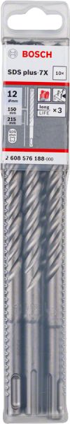 Bosch - SDS-Plus-7X Serisi Kırıcı Delici Matkap Ucu 12*215 mm 10'lu 2608576188