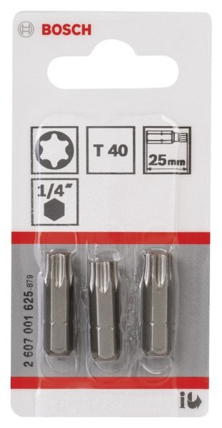 Bosch - Extra Hard Serisi Vidalama Ucu T40*25 mm 3'lü 2607001625