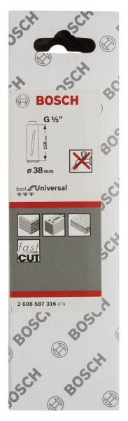 Bosch - Best Serisi G 1 2'' Girişli Kuru Karot Ucu 38*150 mm 2608587316