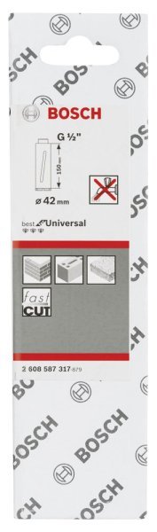 Bosch - Best Serisi G 1 2'' Girişli Kuru Karot Ucu 42*150 mm 2608587317