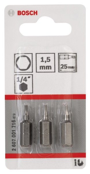 Bosch - Extra Hard Serisi HEX1.5*25 mm 3'lü 2607001716