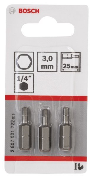 Bosch - Extra Hard Serisi HEX3*25 mm 3'lü 2607001722