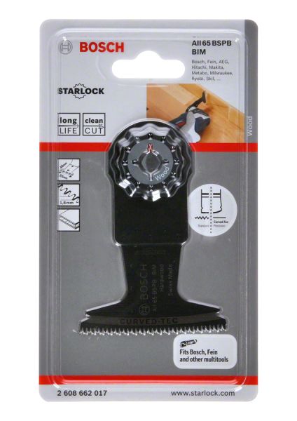 Bosch - Starlock - AII 65 BSPB - BIM Sert Ahşap İçin Daldırmalı Testere Bıçağı 1'li 2608662017