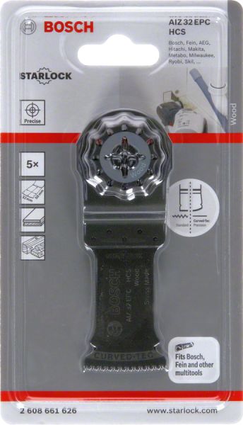 Bosch - Starlock - AIZ 32 EPC - HCS Ahşap İçin Daldırmalı Testere Bıçağı 5'li 2608661626