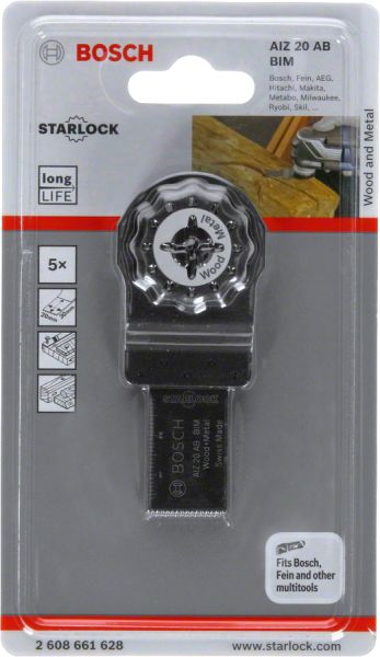 Bosch - Starlock - AIZ 20 AB - BIM Ahşap ve Metal İçin Daldırmalı Testere Bıçağı 5'li 2608661628