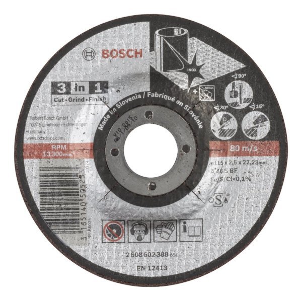 Bosch - 115*2,5 mm Kesme, Taşlama, Son Perdah 3in1 Disk 2608602388