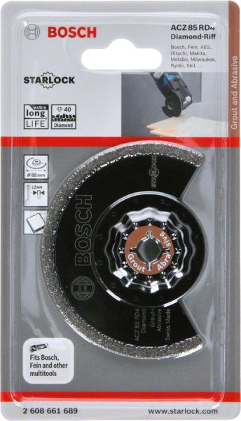 Bosch - Starlock - ACZ 85 RD4 - Diamant RIFF Zımpara Uçlu Segman Testere Bıçağı 40 Kum Kalınlığı 1'li 2608661689