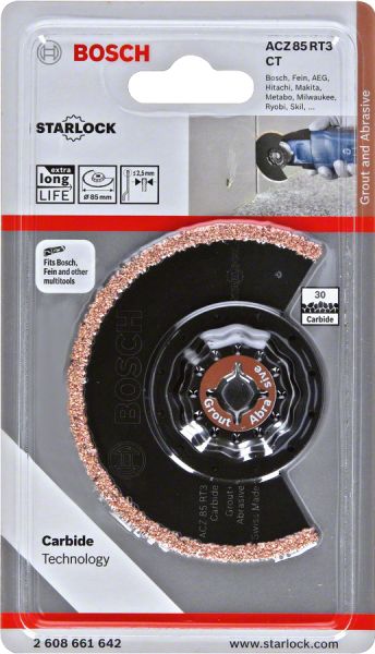 Bosch - Starlock - ACZ 85 RT3 - Karpit RIFF Zımpara Uçlu Segman Testere Bıçağı 30 Kum Kalınlığı 1'li 2608661642