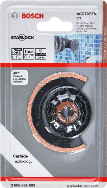 Bosch - Starlock - ACZ 70 RT5 - Karpit RIFF Zımpara Uçlu Dar Kesim Segman Testere Bıçağı 50 Kum Kalınlığı 1'li 2608661692