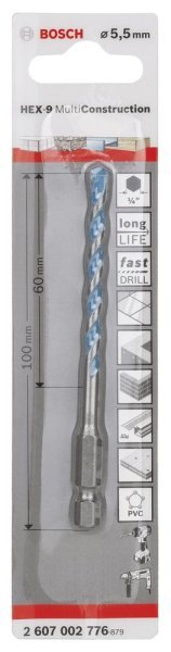 Bosch - Altıgen Şaftlı, HEX-9 Serisi Çoklu Malzeme için Matkap Ucu 5,5*100 mm 2607002776