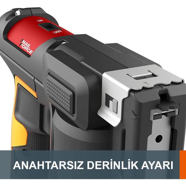 WORX WX843 20Volt/2.0Ah. Li-ion Şarjlı Profesyonel 6-14mm Zımba ve 15mm Çivi Çakma + 3500 adet Yedek Zımba ve Çivi