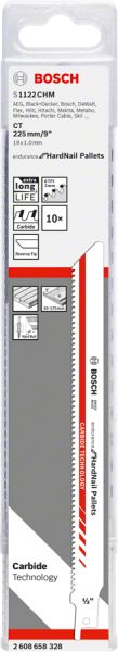 Bosch - Endurance for Serisi Sert Çivili Paletler için Panter Testere Bıçağı S 1122 CHM 10'lu 2608658328
