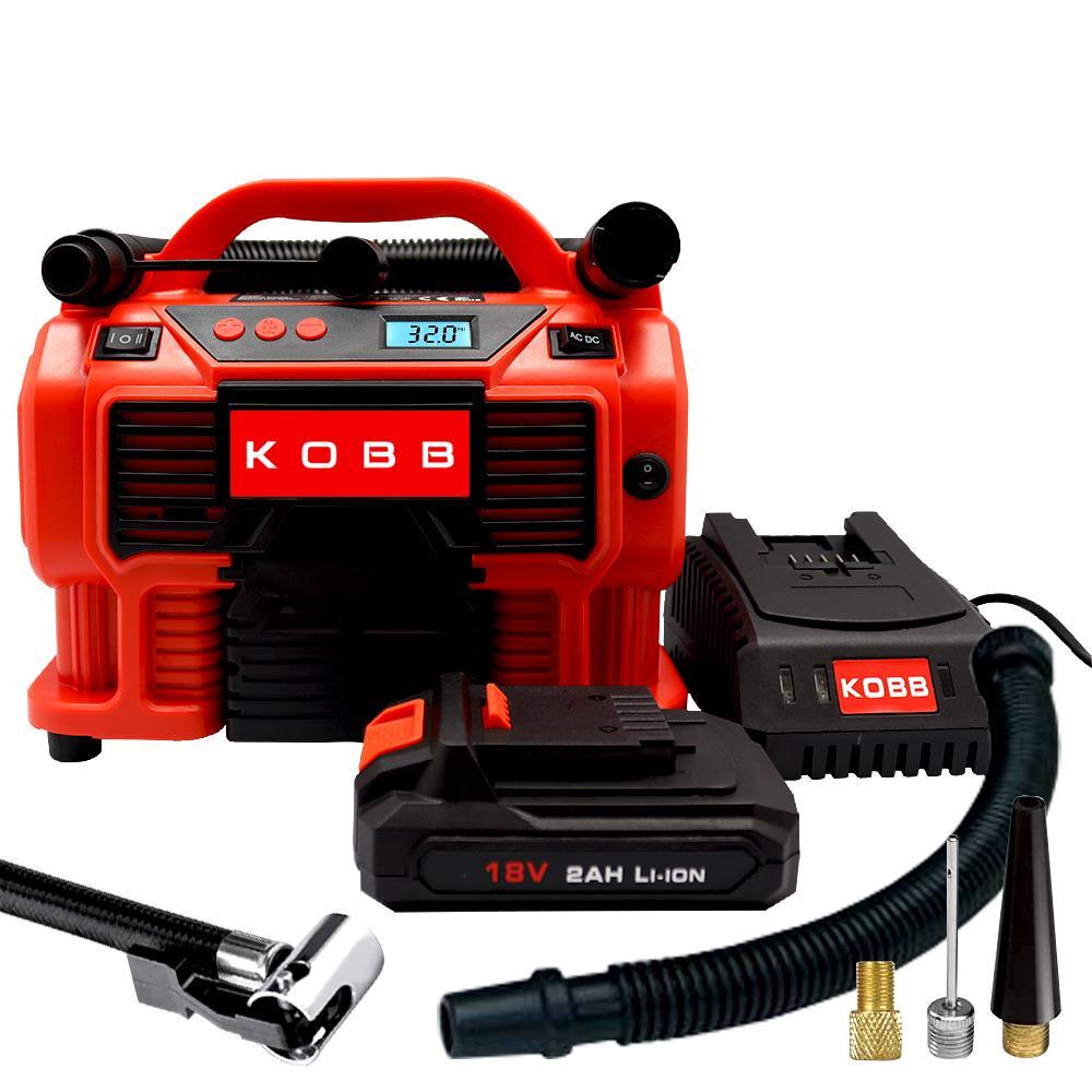 KOBB KB500 12Volt/220Volt/18Volt 2Ah Li-ion Şarjlı Dijital Basınç Göstergeli Lastik & Yatak Şişirme Pompası