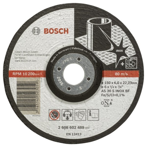 Bosch - 150*6,0 mm Expert Serisi Bombeli Inox (Paslanmaz Çelik) Taşlama Diski (Taş) 2608602489