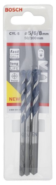 Bosch - cyl-5 Serisi, Blue Granite Turbo Beton Matkap Ucu 3'lü 5-6-8 mm 2608588164