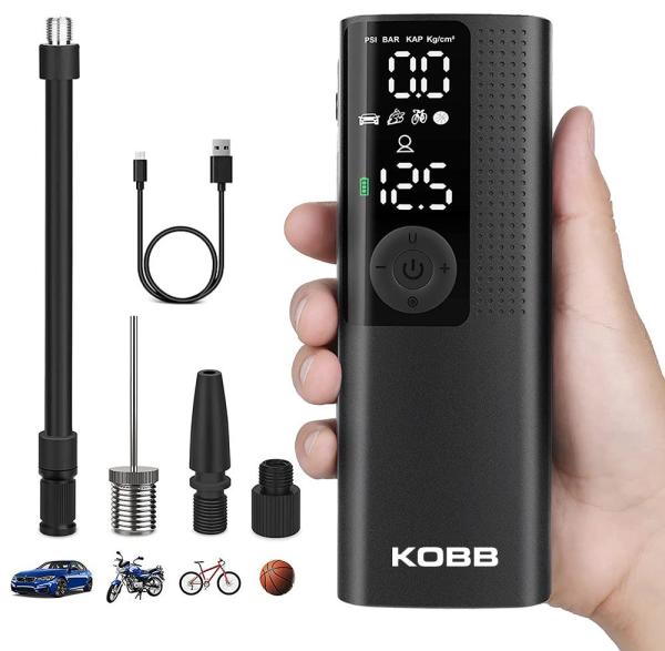 KOBB KB410 Şarjlı Li-ion 120 PSI Taşınabilir Dijital Basınç Göstergeli Led Aydınlatmalı Akıllı Lastik Şişirme Pompası