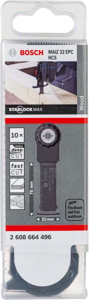 Bosch - Starlock Max - MAIZ 32 EPC - HCS Ahşap İçin Daldırmalı Testere Bıçağı 10'lu 2608664496