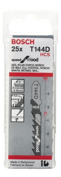 Bosch - Hızlı Kesim Serisi Ahşap İçin T 144 D Dekupaj Testeresi Bıçağı - 25'Li Paket 2608633625