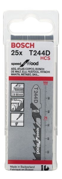 Bosch - Hızlı Kesim Serisi Ahşap İçin T 244 D Dekupaj Testeresi Bıçağı - 25'Li Paket 2608633626
