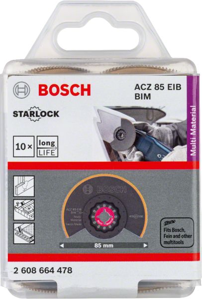 Bosch - Starlock - ACZ 85 EIB - BIM-TIN Çoklu Malzeme İçin Segman Testere Bıçağı, Bombeli 10'lu 2608664478