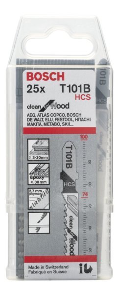 Bosch - Temiz Kesim Serisi Ahşap İçin T 101 B Dekupaj Testeresi Bıçağı - 25'Li Paket 2608633622