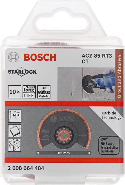 Bosch - Starlock - ACZ 85 RT3 - Karpit RIFF Zımpara Uçlu Segman Testere Bıçağı 30 Kum Kalınlığı 10'lu 2608664484