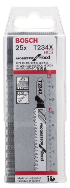 Bosch - Kademeli Artan Dişli Serisi Ahşap İçin T 234 X Dekupaj Testeresi Bıçağı - 25'Li Paket 2608633524