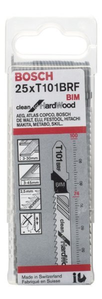 Bosch - Temiz Kesim Serisi Sert Ahşap İçin T 101 BRF Dekupaj Testeresi Bıçağı - 25'Li Paket 2608634989